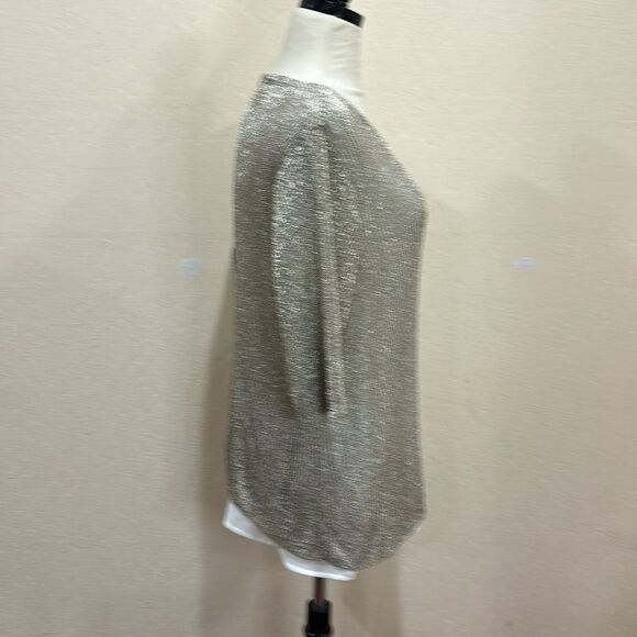 NEW!  Chico's Ainsley Metallic Gold Pullover Sweater - Size 3 / XL - $99 - Picture 5 of 15
